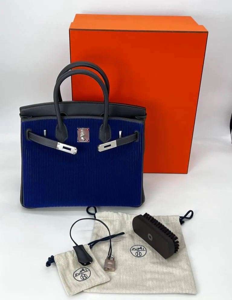 Hermès Birkin 30 Limited Edition Bleu Saphir Tuffetage Caban Swift Palladium Hardware