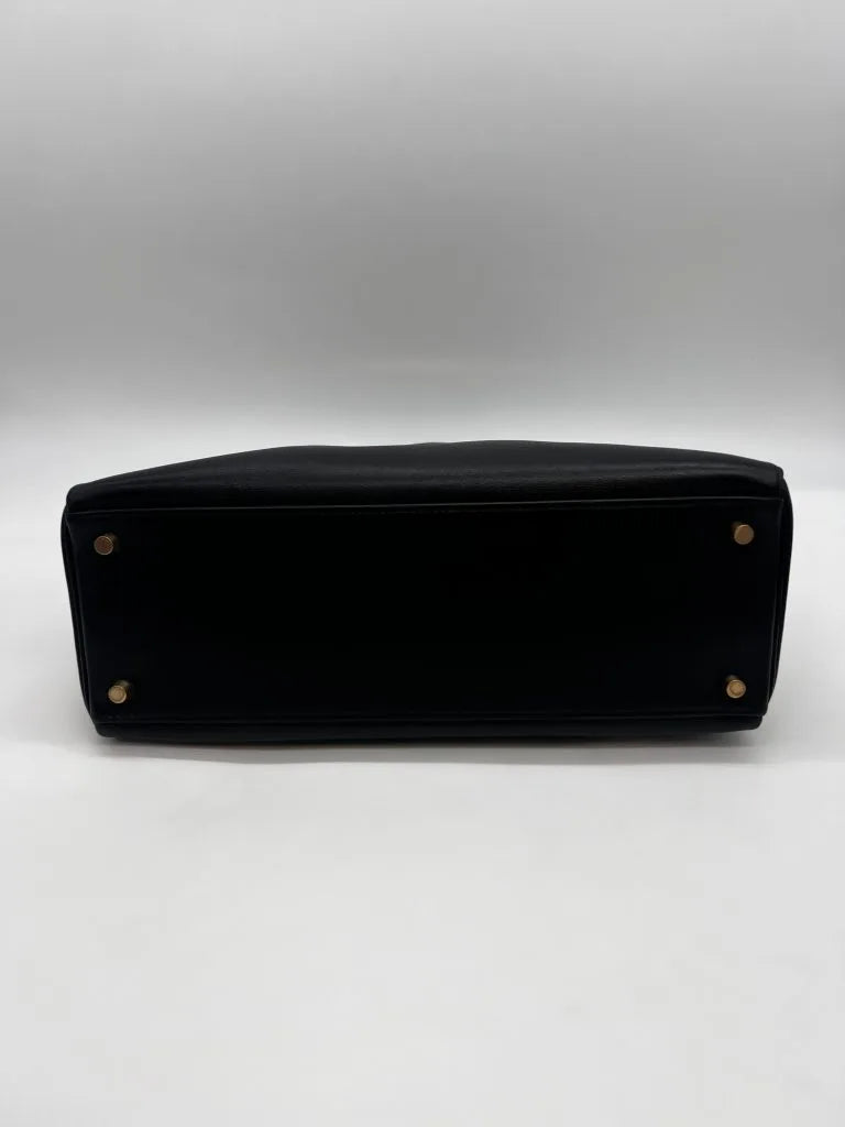 Hermès Kelly 32 Noir Gulliver Leather Gold Hardware