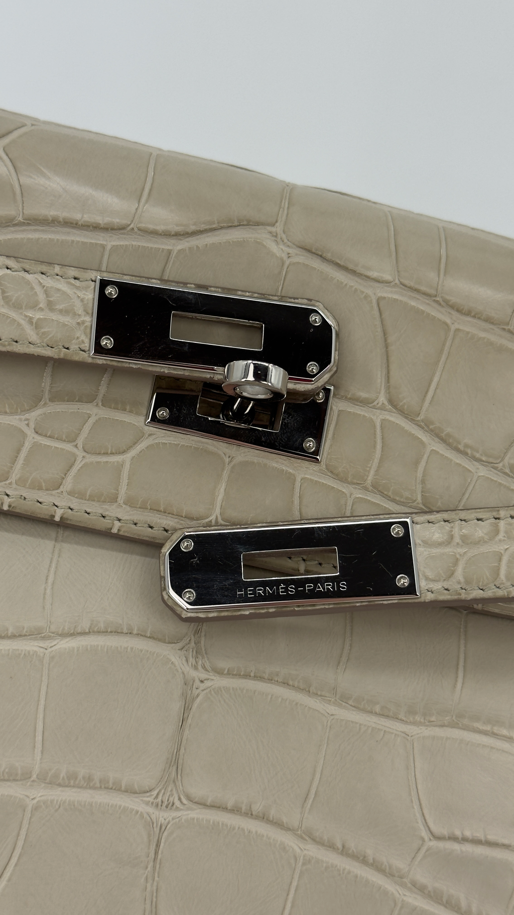 Hermès Kelly 35 Beton Matte Alligator Palladium Hardware