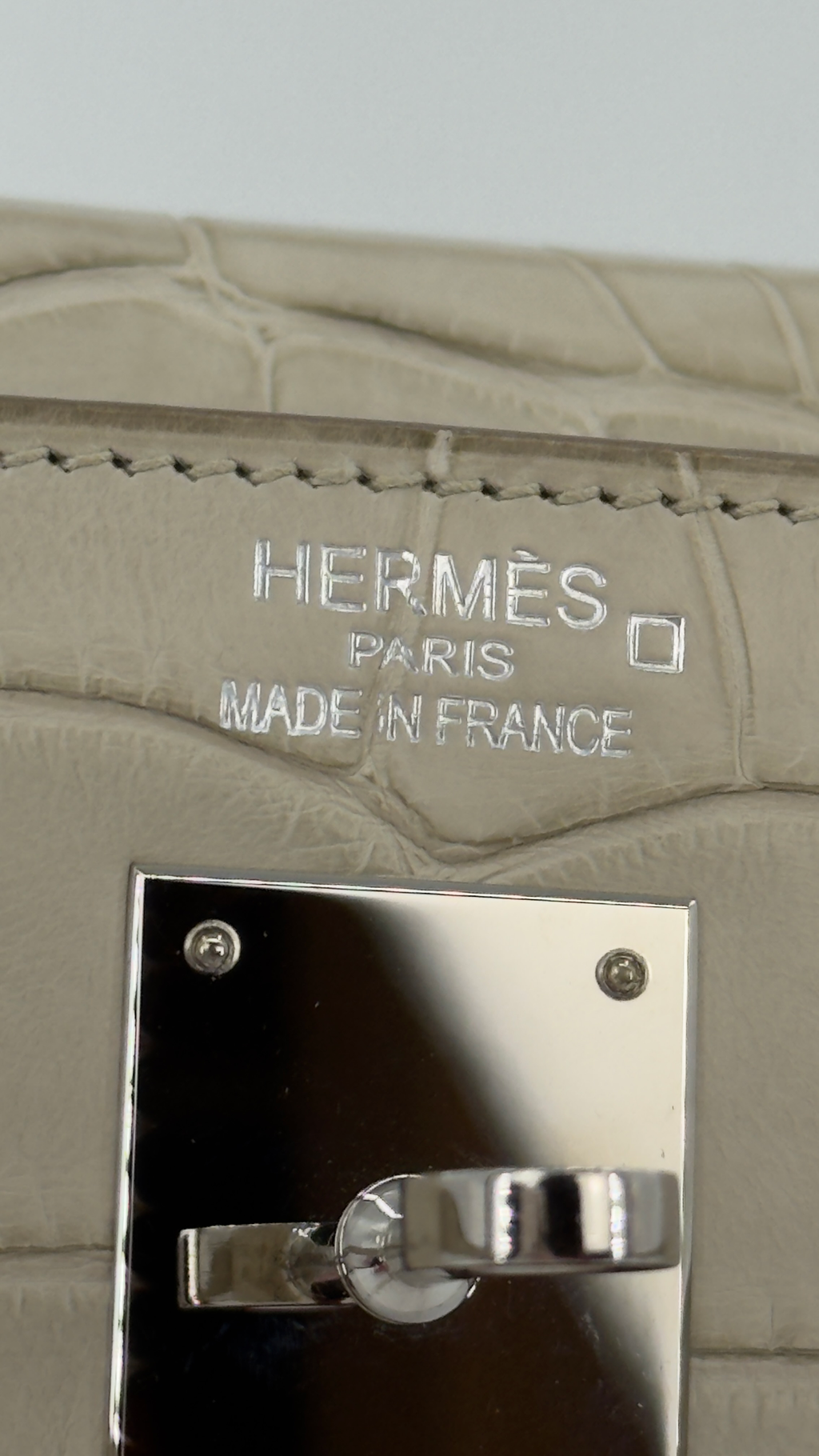 Hermès Kelly 35 Beton Matte Alligator Palladium Hardware