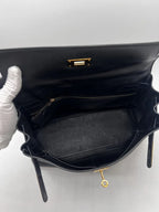 Hermès Kelly 32 Noir Gulliver Leather Gold Hardware