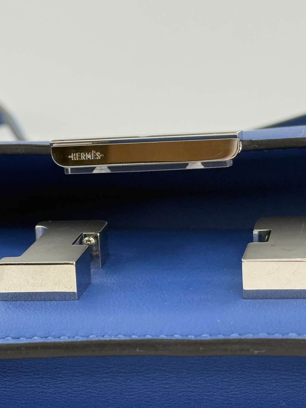 Hermès Constance 18 Bleu France Swift Palladium Hardware