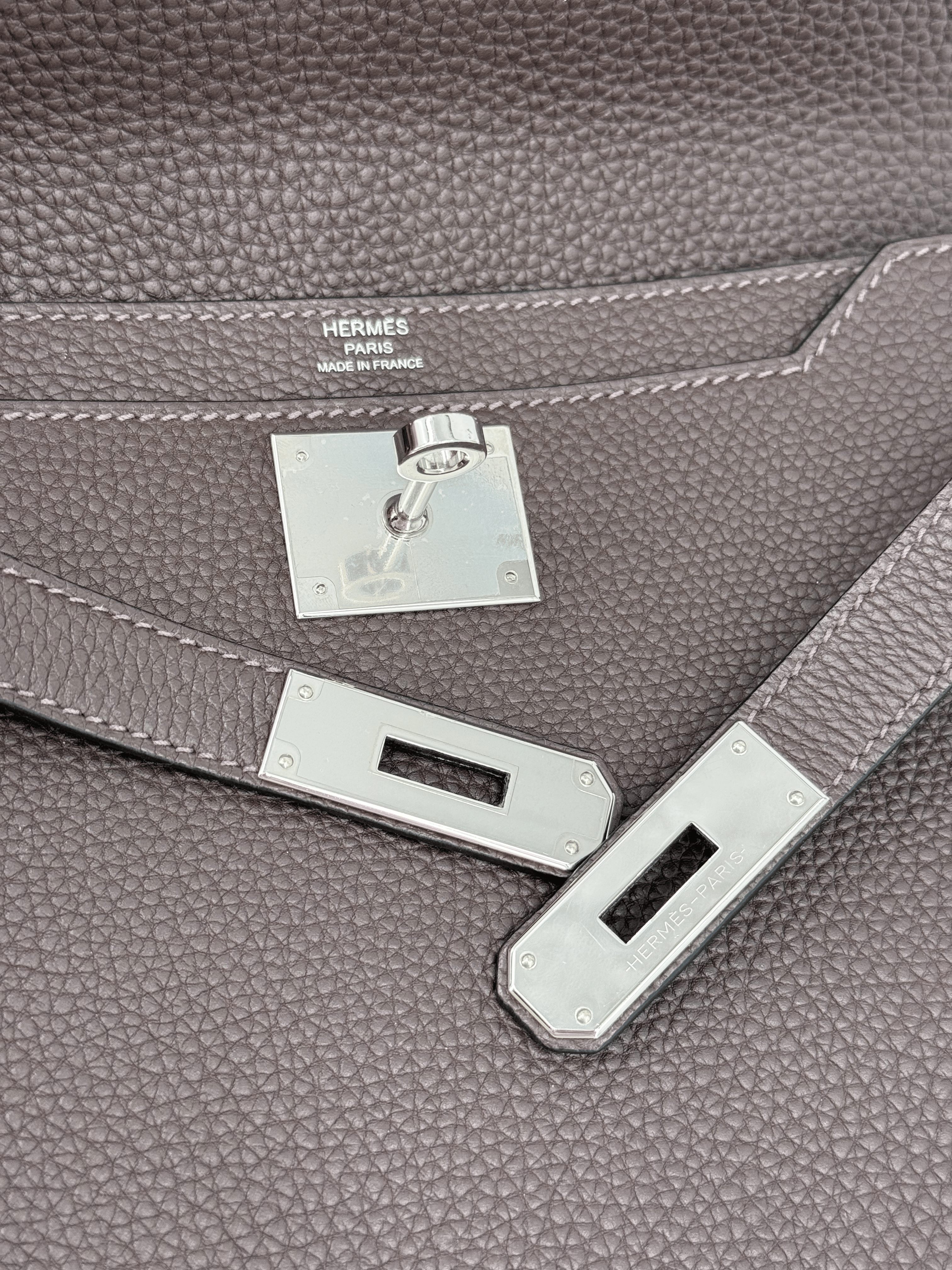 Hermès Kelly Dépêches 25 Ébène Palladium Hardware