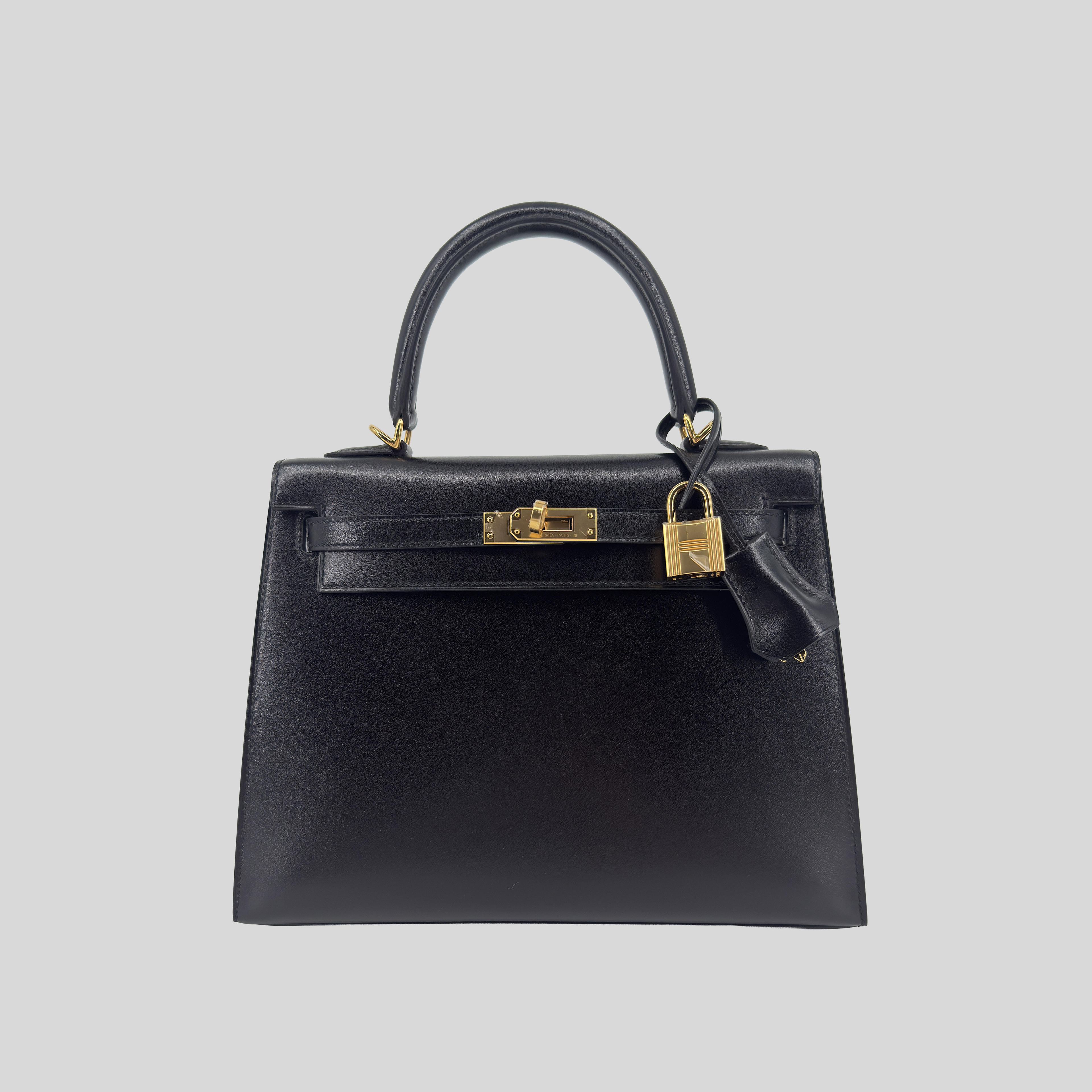 Hermès Kelly 25 Sellier Black Box Leather Gold Hardware