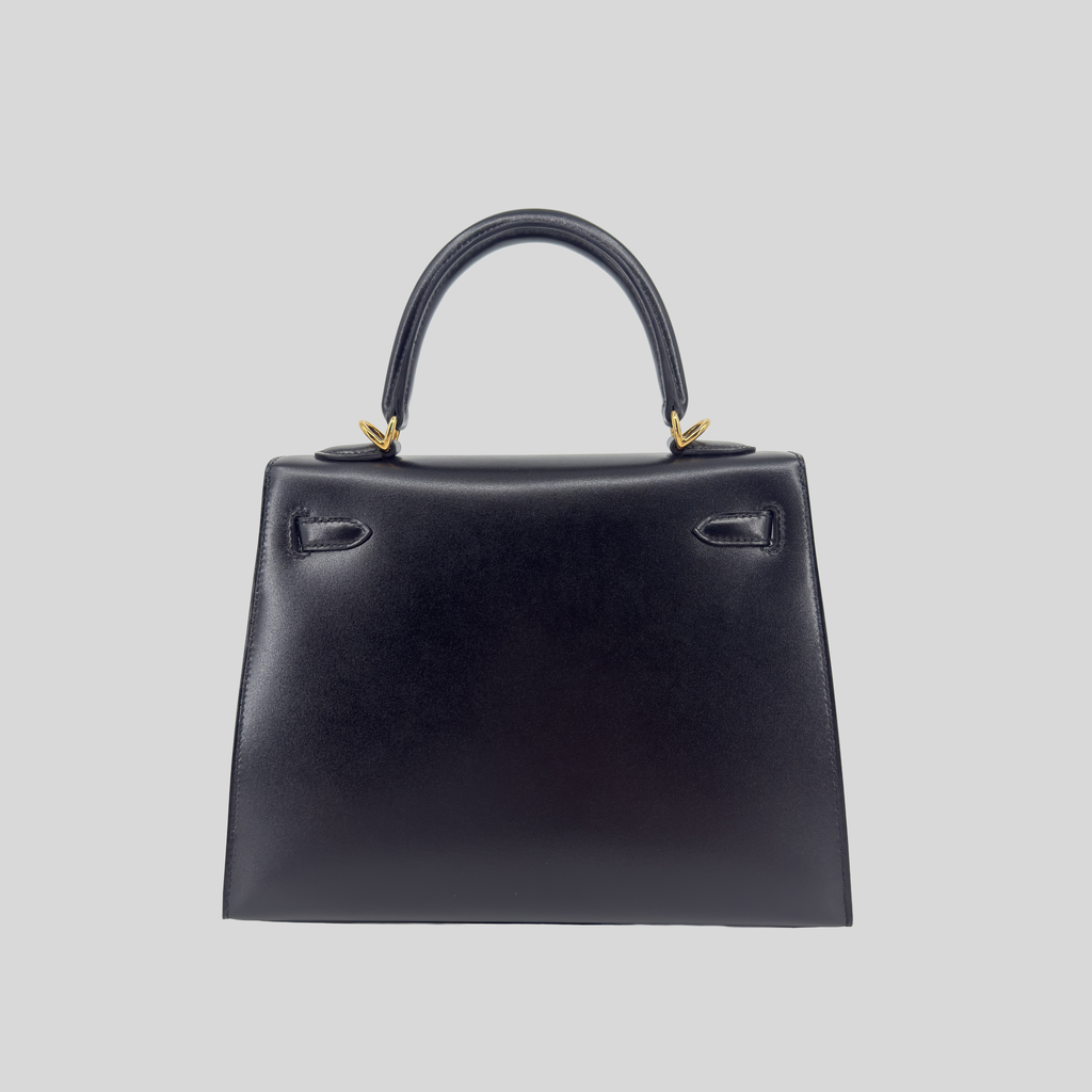 Hermès Kelly 25 Sellier Black Box Leather Gold Hardware