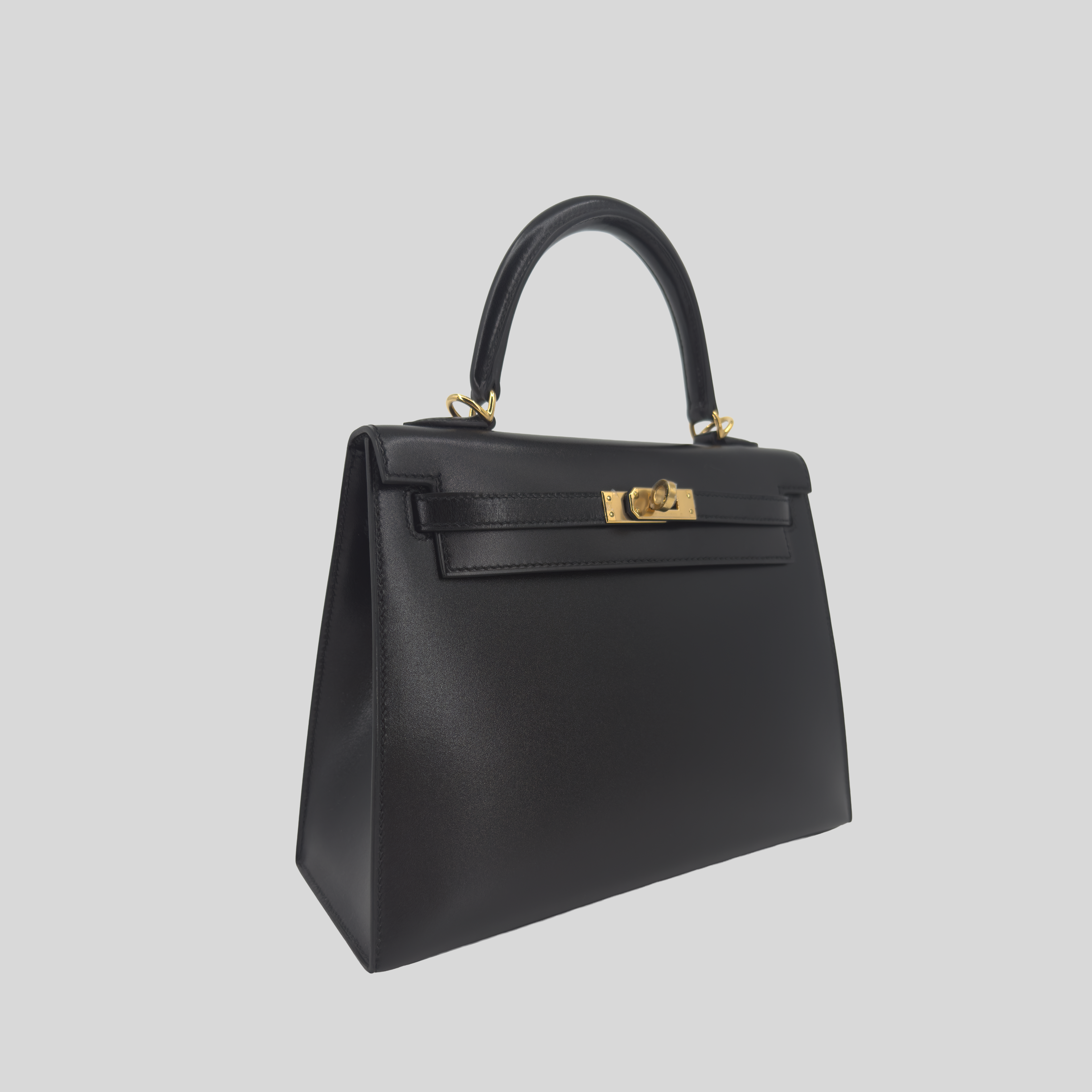 Hermès Kelly 25 Sellier Black Box Leather Gold Hardware