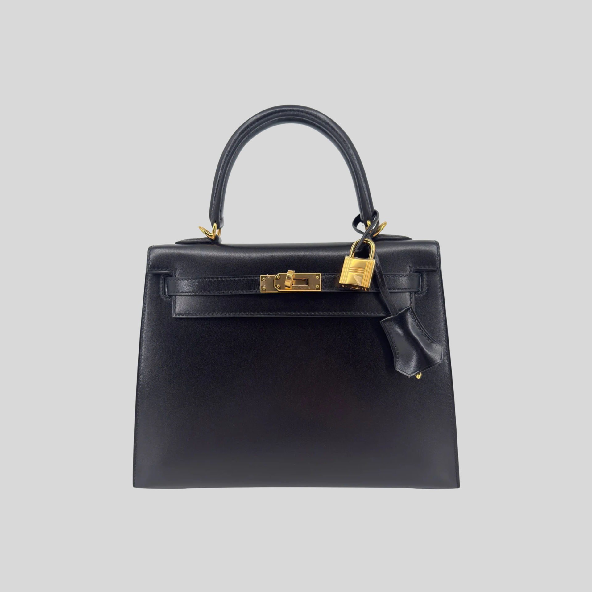 Hermès Kelly 25 Sellier Black Box Leather Gold Hardware