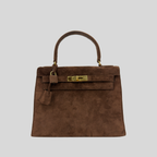 Hermès Kelly 28 Chocolate Doblis Suede Gold Hardware