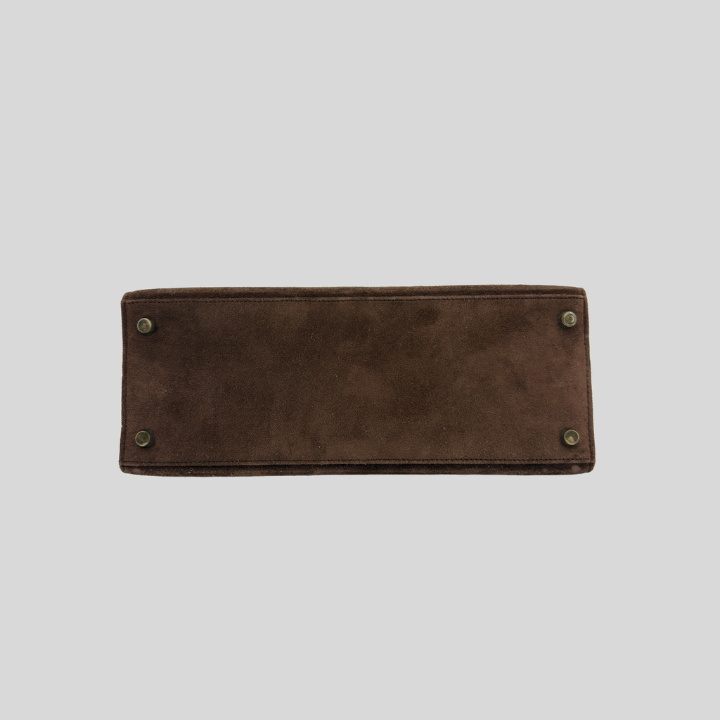 Hermès Kelly 28 Chocolate Doblis Suede Gold Hardware