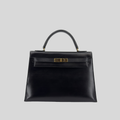 Hermès Kelly 32 Noir Box Leather Gold Hardware