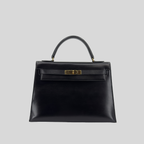 Hermès Kelly 32 Noir Box Leather Gold Hardware