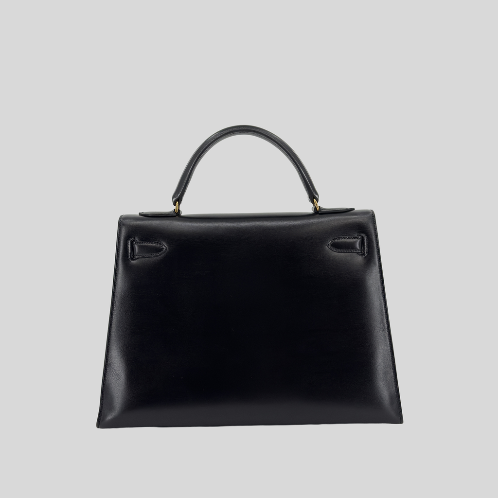 Hermès Kelly 32 Noir Box Leather Gold Hardware