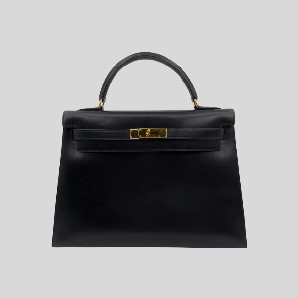 Hermès Kelly 32 Sellier Black Box Leather