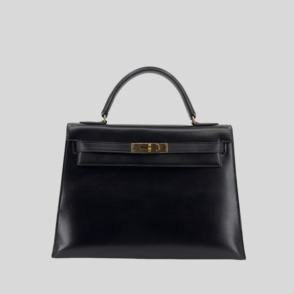 Hermès Kelly 32 Sellier Black Box Leather