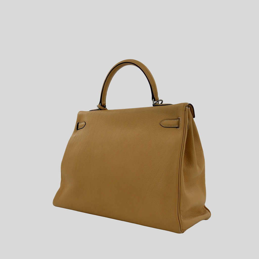 Hermès Kelly 35 Natural Sable Fjord Brushed Palladium Hardware