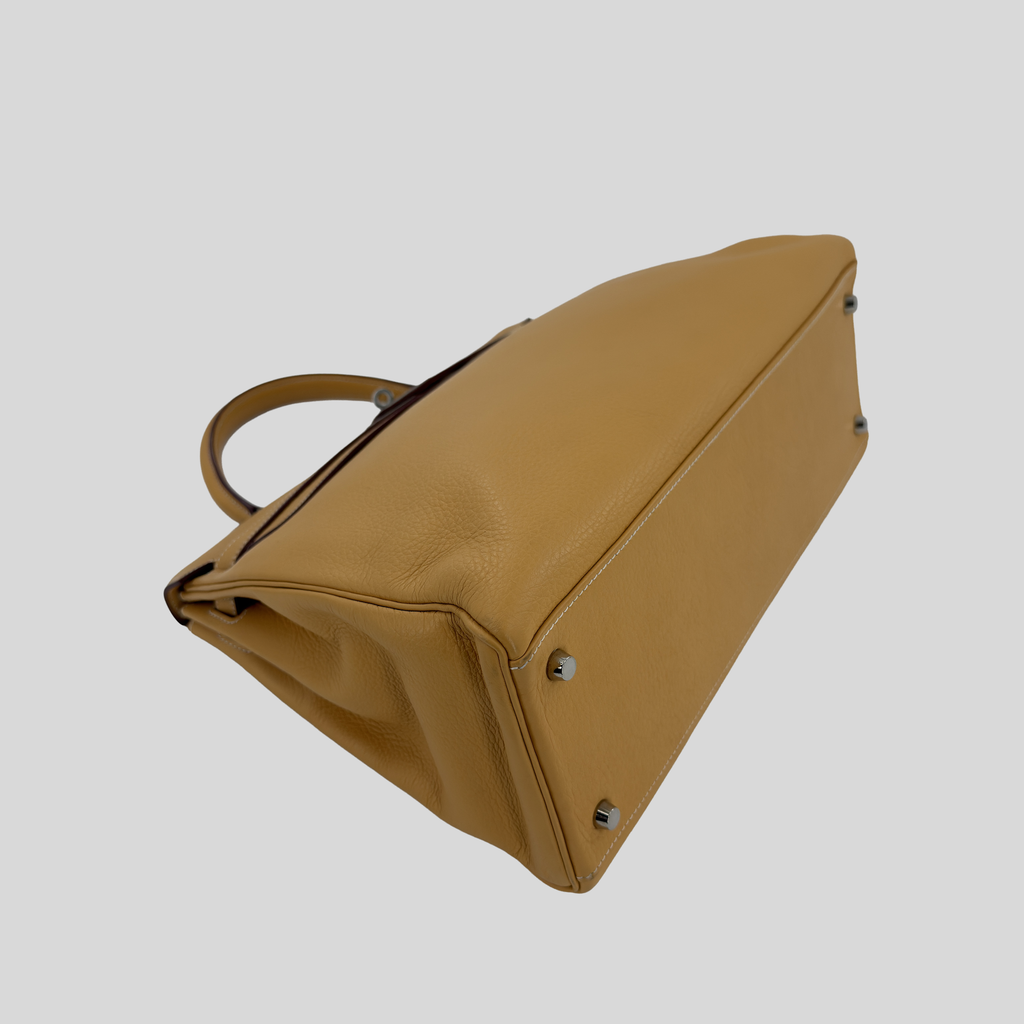 Hermès Kelly 35 Natural Sable Fjord Brushed Palladium Hardware