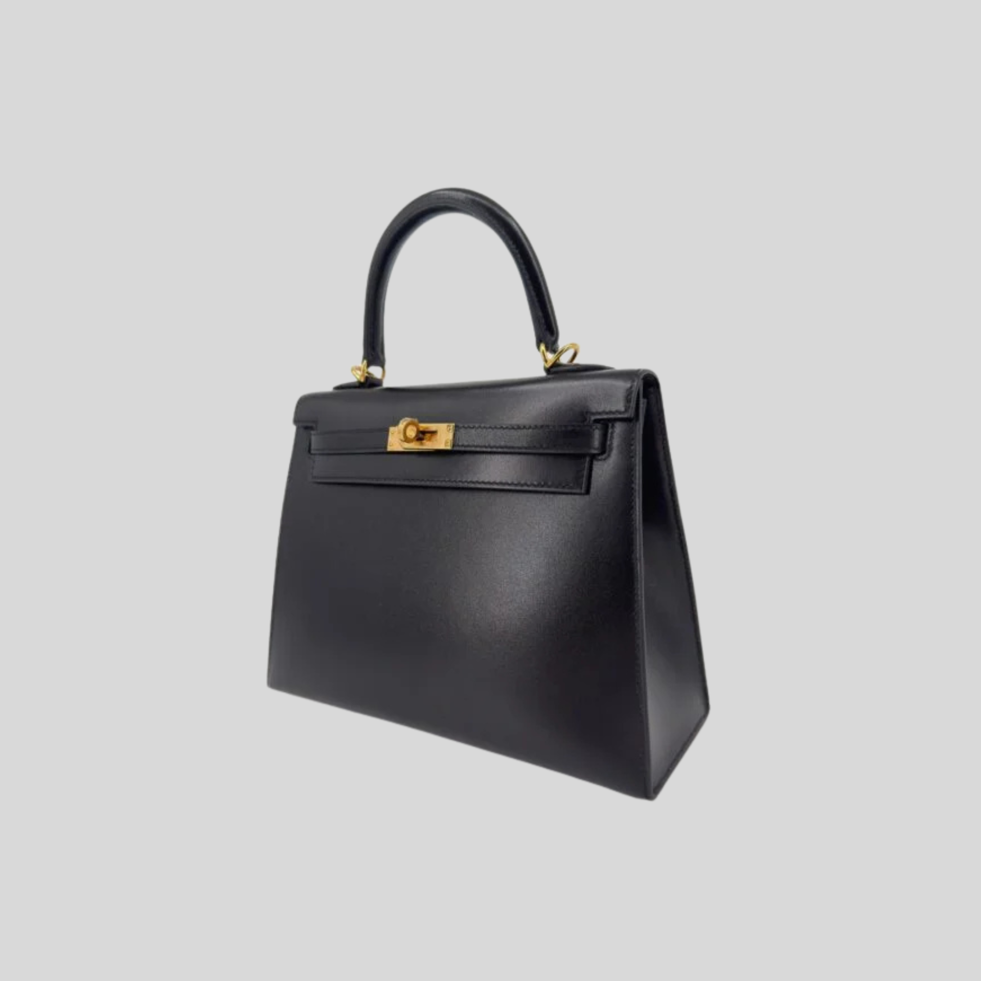 Hermès Kelly 25 Sellier Black Box Leather Gold Hardware