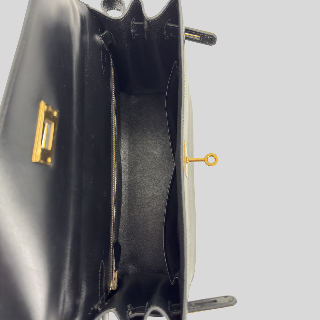 Hermès Kelly 32 Sellier Black Box Leather