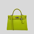 Hermès Kelly 35 Verso Candy Collection Kiwi / Vert Olive Epsom Palladium Hardware
