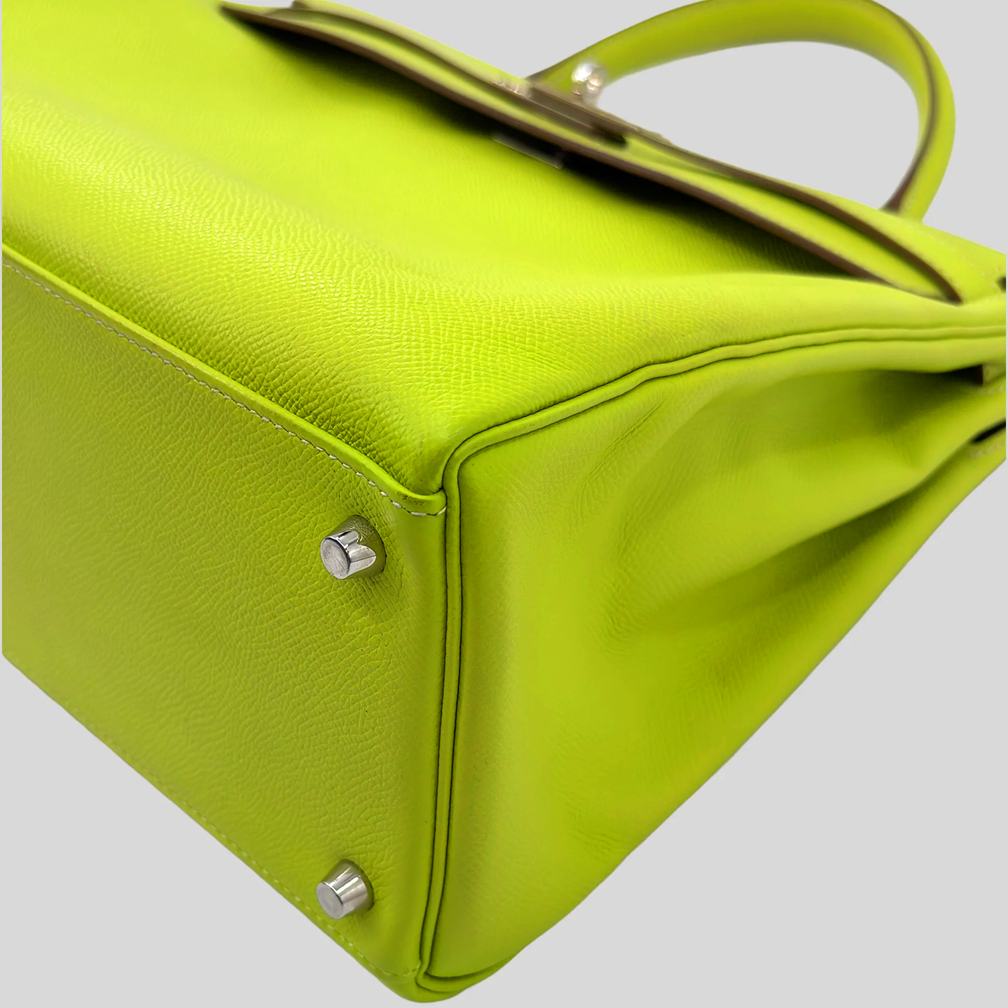 Hermès Kelly 35 Verso Candy Collection Kiwi / Vert Olive Epsom Palladium Hardware