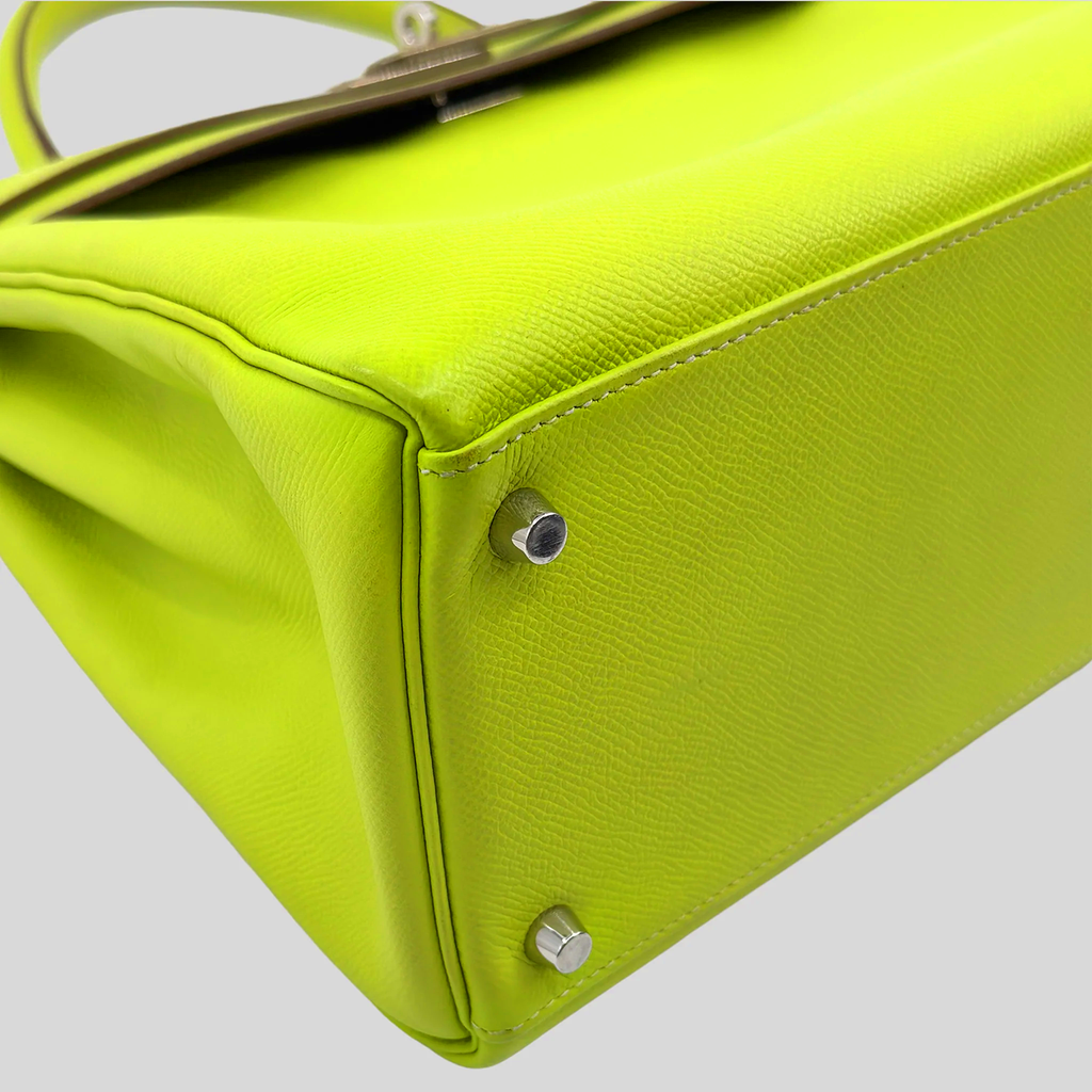 Hermès Kelly 35 Verso Candy Collection Kiwi / Vert Olive Epsom Palladium Hardware