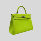 Hermès Kelly 35 Verso Candy Collection Kiwi / Vert Olive Epsom Palladium Hardware