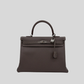 Hermès Kelly 35 Verso Étain / Bleu Thalassa Epsom Palladium Hardware