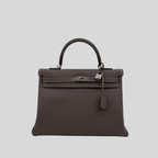 Hermès Kelly 35 Verso Étain / Bleu Thalassa Epsom Palladium Hardware
