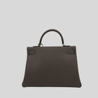 Hermès Kelly 35 Verso Étain / Bleu Thalassa Epsom Palladium Hardware