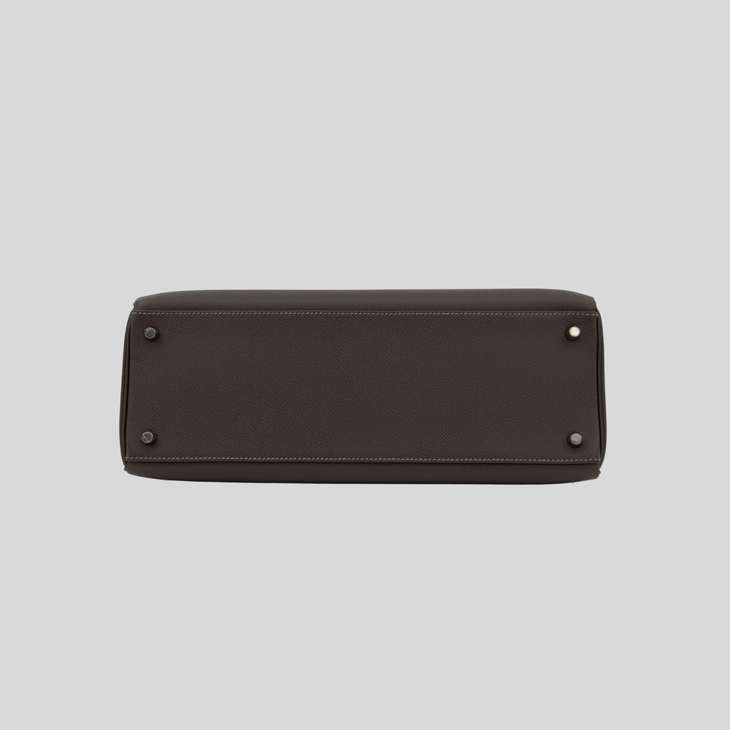 Hermès Kelly 35 Verso Étain / Bleu Thalassa Epsom Palladium Hardware