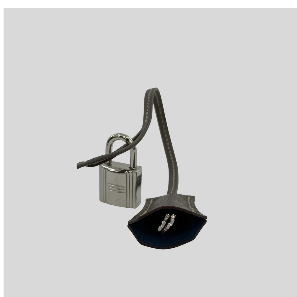 Hermès Kelly 35 Verso Étain / Bleu Thalassa Epsom Palladium Hardware