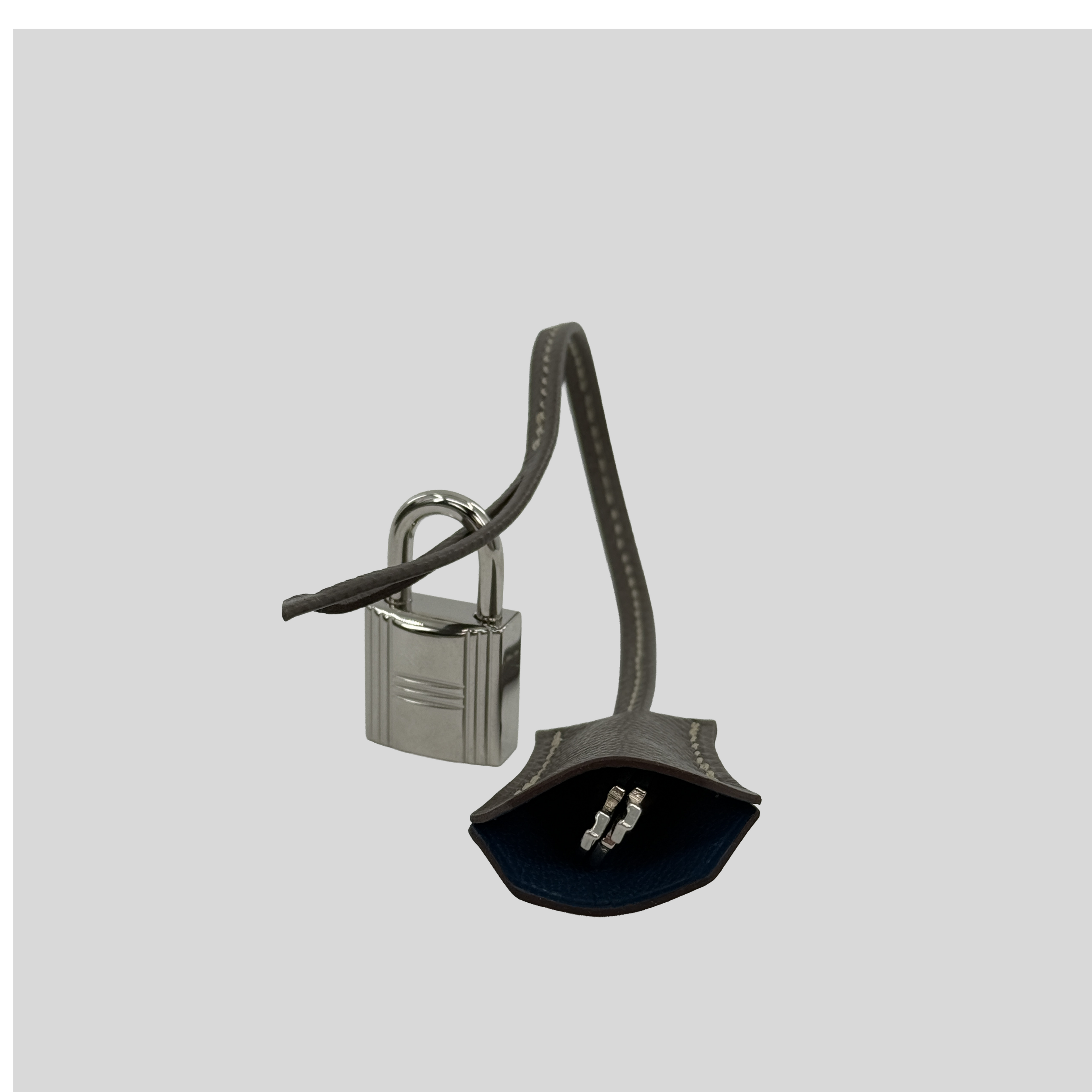 Hermès Kelly 35 Verso Étain / Bleu Thalassa Epsom Palladium Hardware