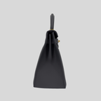 Hermès Kelly 28 Ardoise Swift and Toile Canvas Gold Hardware