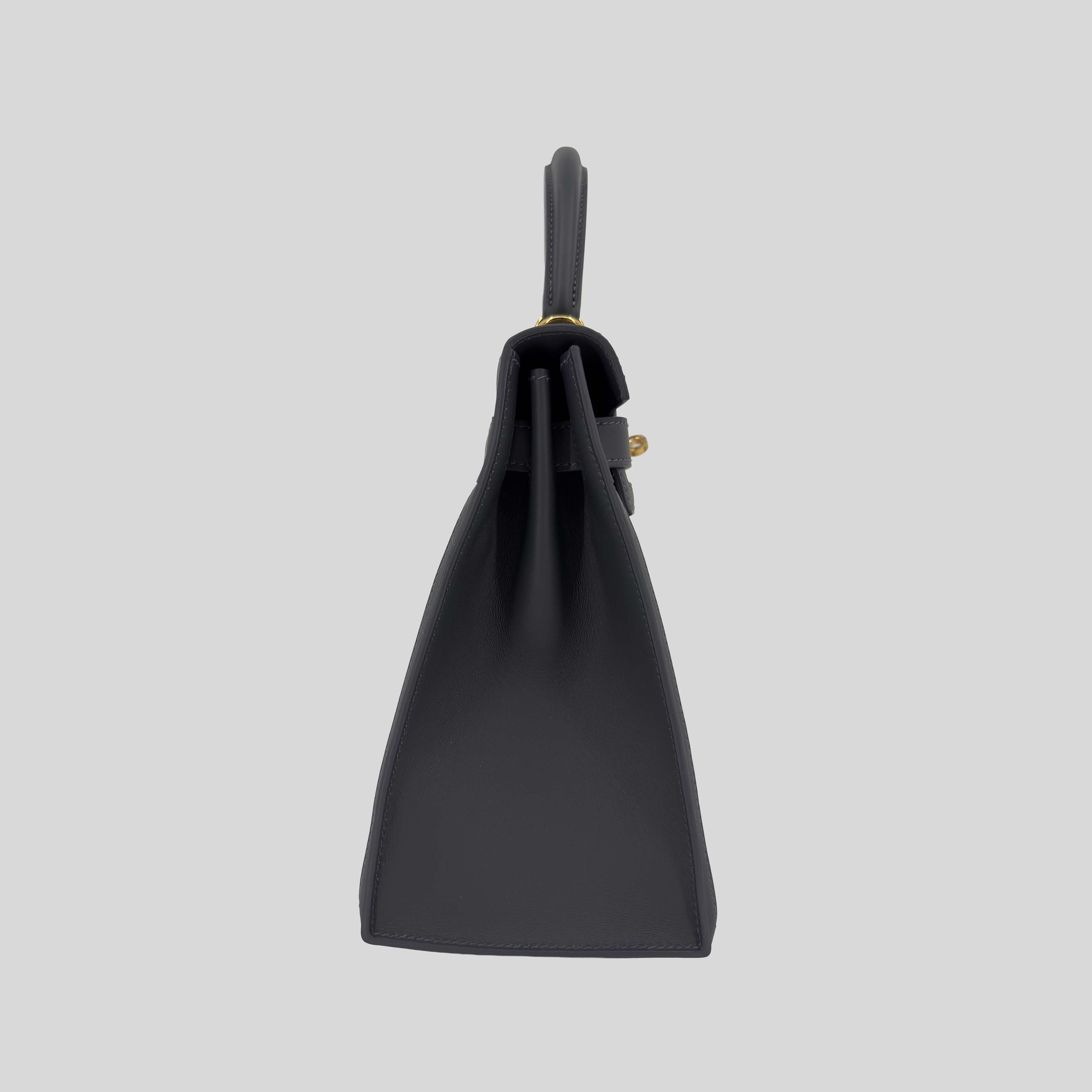Hermès Kelly 28 Ardoise Swift and Toile Canvas Gold Hardware