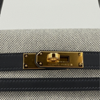 Hermès Kelly 28 Ardoise Swift and Toile Canvas Gold Hardware