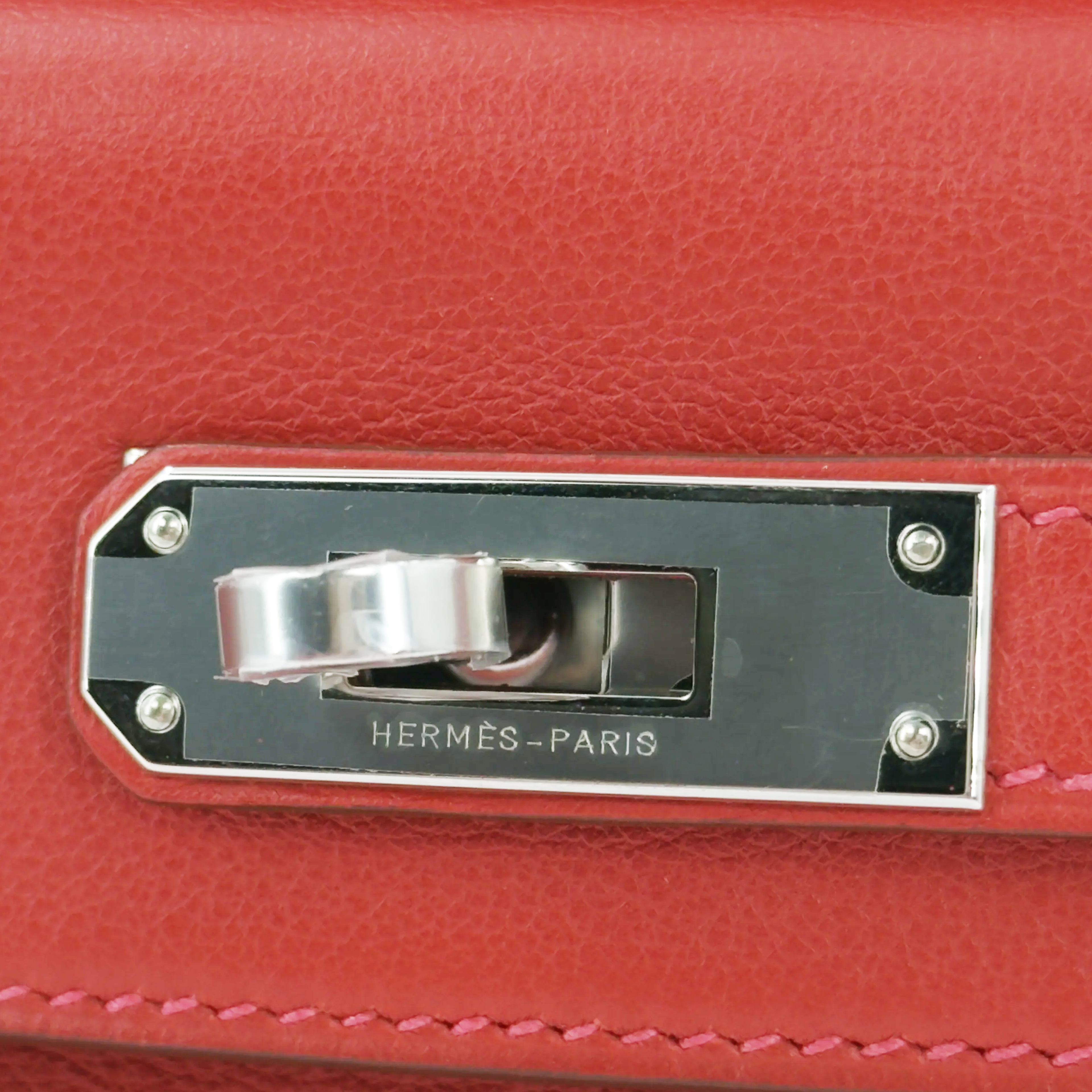 Hermès Kelly Cut Rouge Casaque Swift Palladium Hardware
