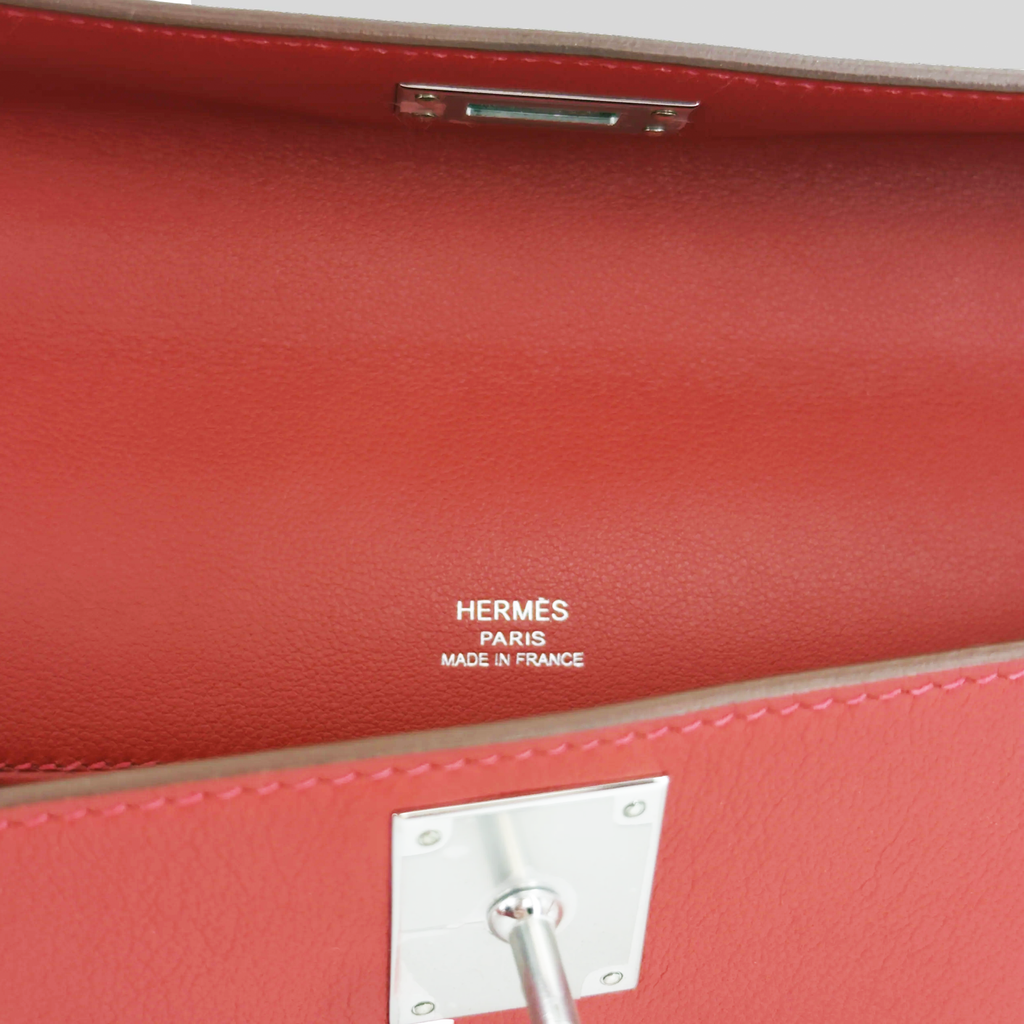 Hermès Kelly Cut Rouge Casaque Swift Palladium Hardware