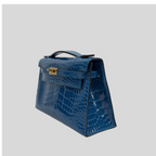 Hermès Kelly Pochette Bleu Izmir Alligator Gold Hardware