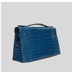 Hermès Kelly Pochette Bleu Izmir Alligator Gold Hardware