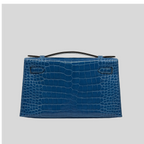 Hermès Kelly Pochette Bleu Izmir Alligator Gold Hardware