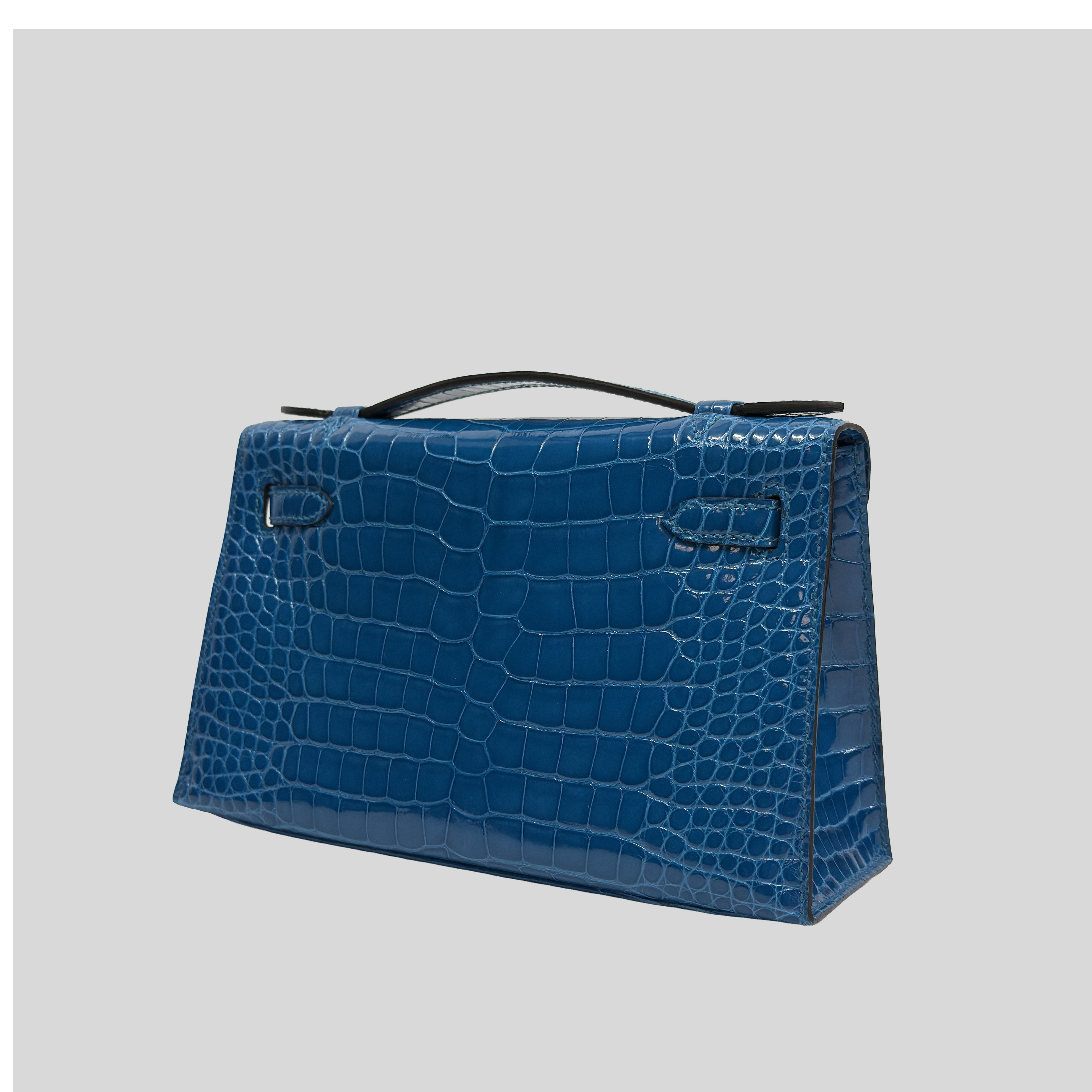 Hermès Kelly Pochette Bleu Izmir Alligator Gold Hardware