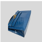 Hermès Kelly Pochette Bleu Izmir Alligator Gold Hardware