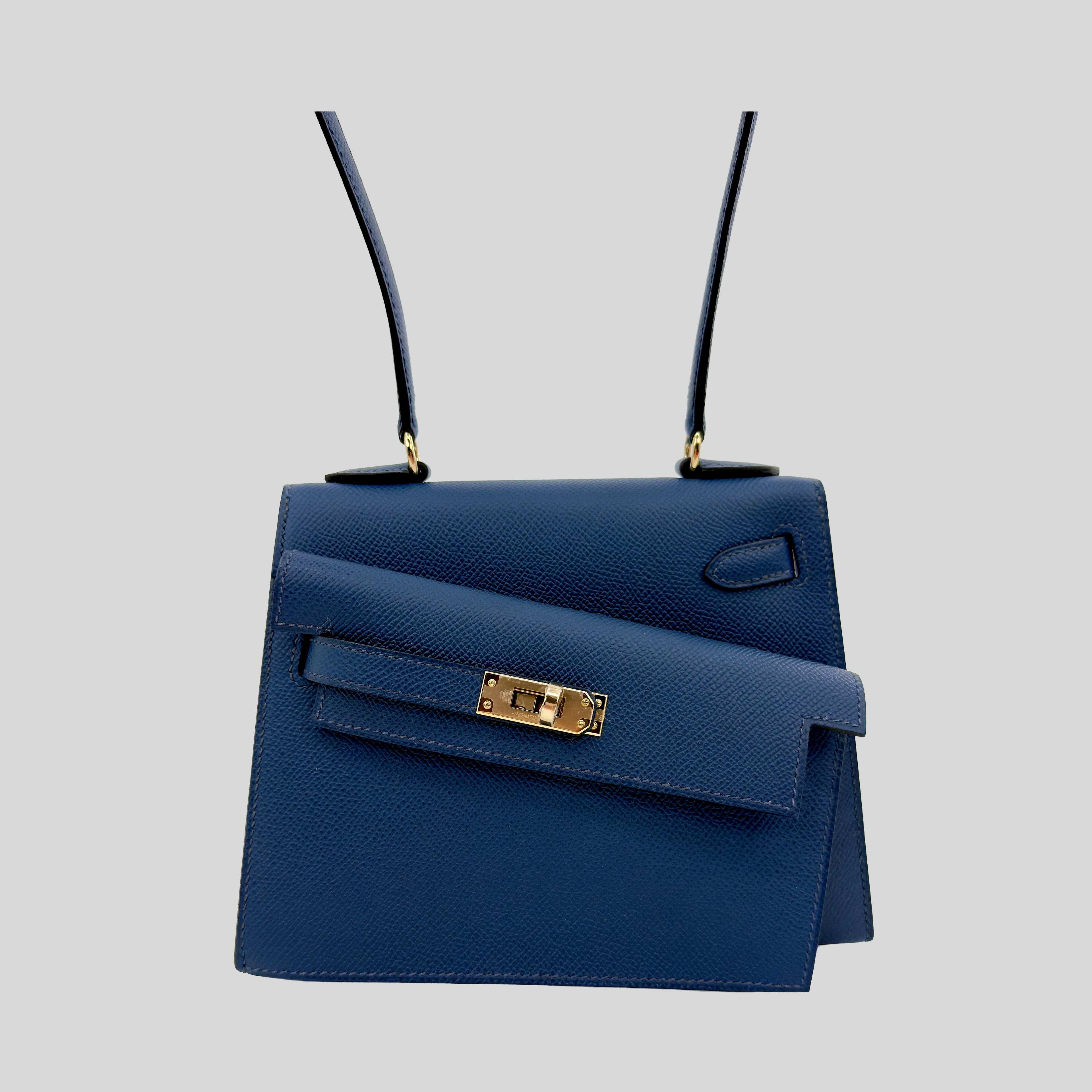 Hermès Kelly en Désordre Bleu de Prusse Epsom Permabrass Hardware