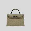 Hermès Mini Kelly Parchemin Ostrich Leather Palladium Hardware