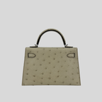 Hermès Mini Kelly Parchemin Ostrich Leather Palladium Hardware