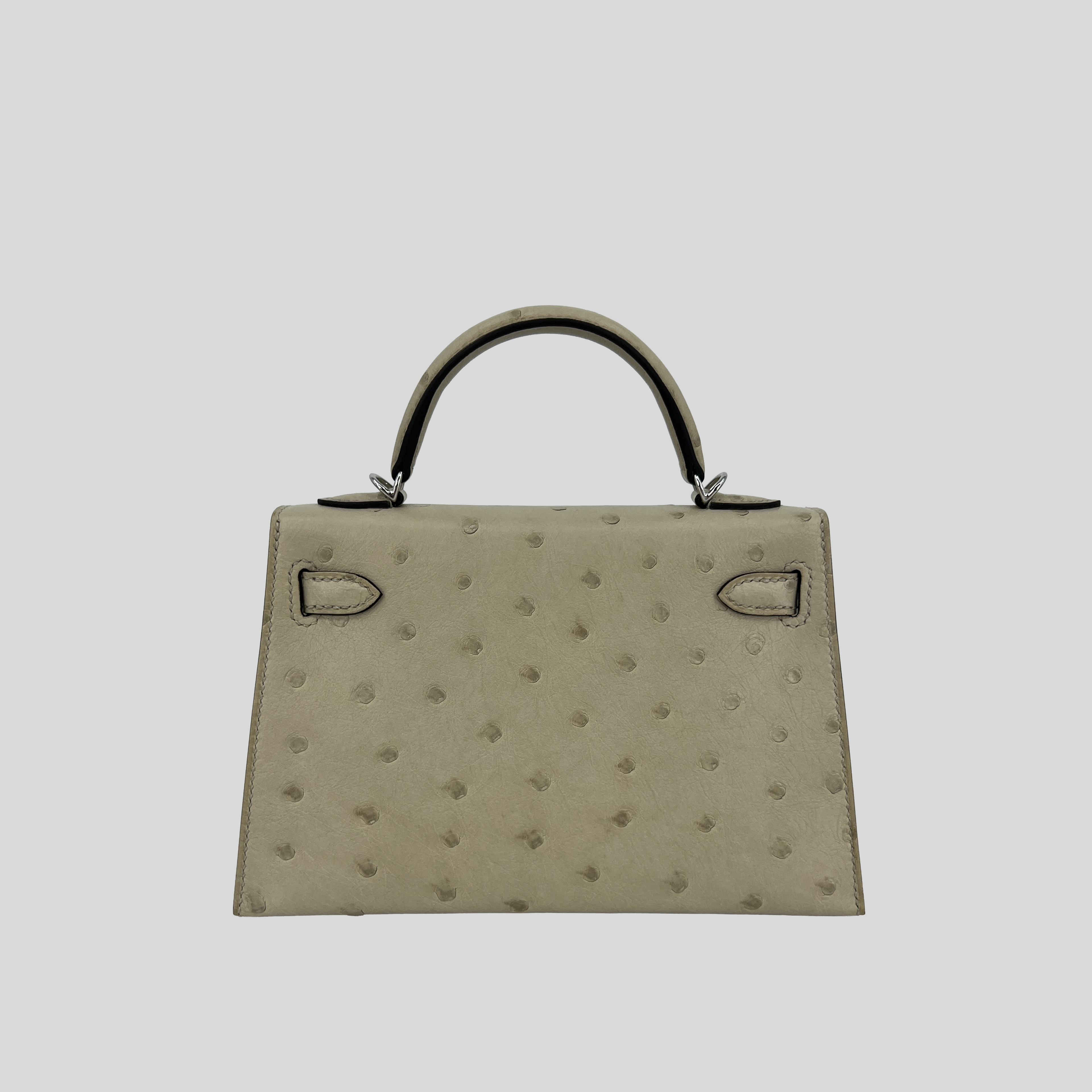 Hermès Mini Kelly Parchemin Ostrich Leather Palladium Hardware