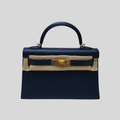 Hermès Mini Kelly Bleu Indigo Gold Hardware