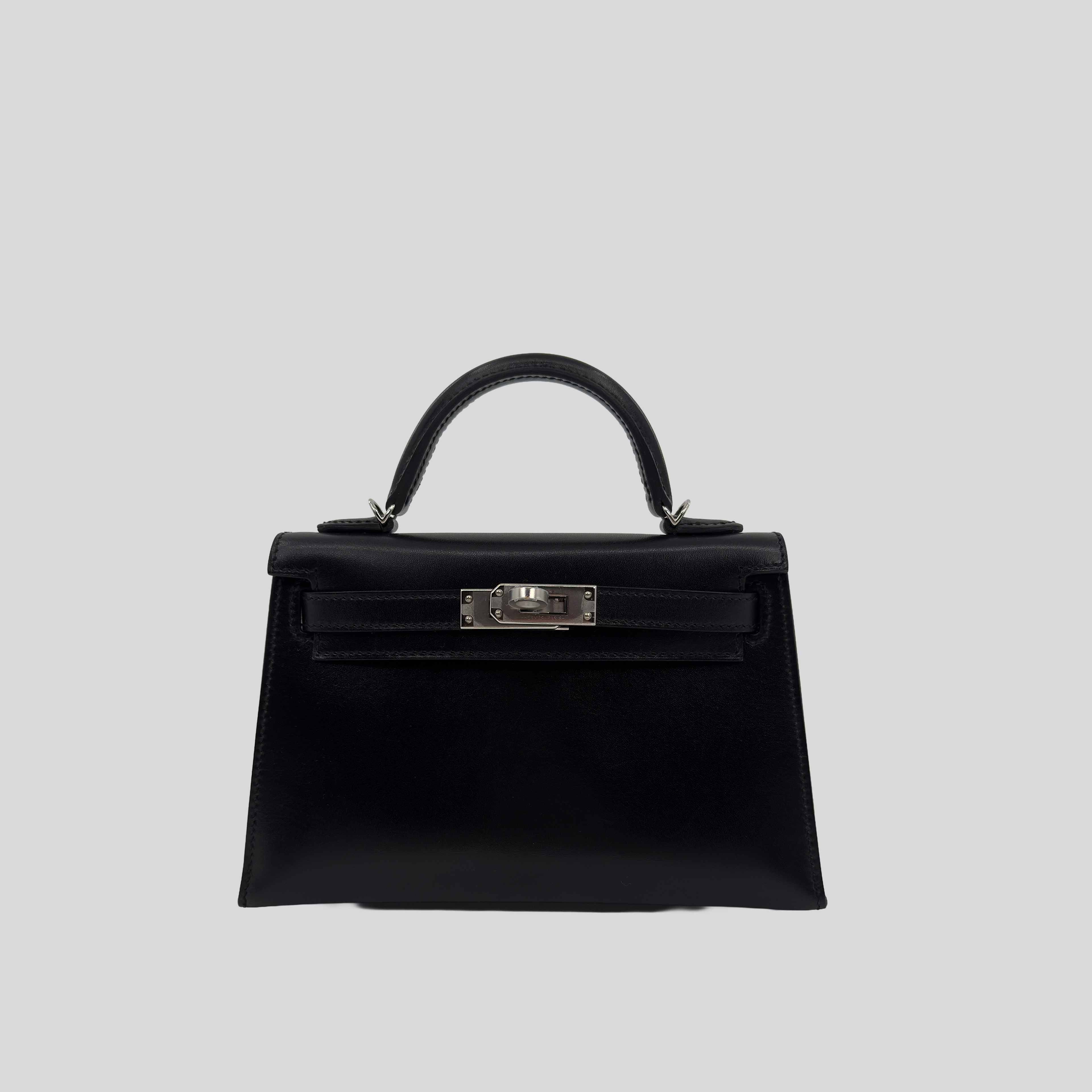 Hermès Mini Kelly Noir (Black) Box Leather Palladium Hardware