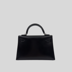 Hermès Mini Kelly Noir (Black) Box Leather Palladium Hardware