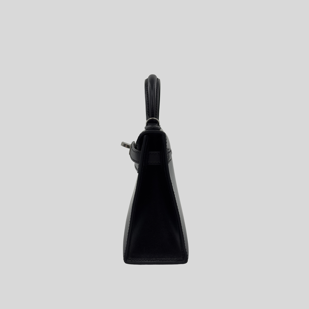 Hermès Mini Kelly Noir (Black) Box Leather Palladium Hardware